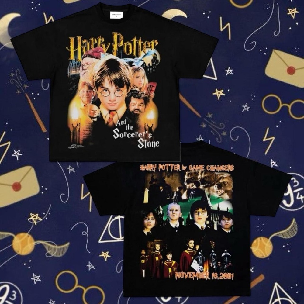 Harry Potter Men’s Black Graphic Tee - Sorcerer's Stone